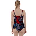 Multicolored Doodle Art Street Art Twist Front Tankini Set View2