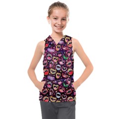 Funny Monster Mouths Kids  Sleeveless Hoodie by Salman4z