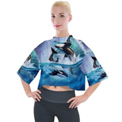 Orca Wave Water Underwater Mock Neck Tee by Salman4z