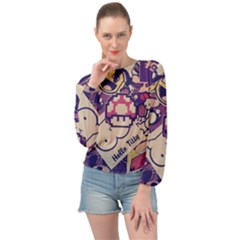 Retro Cartoon Hello Titty Parody Banded Bottom Chiffon Top by Salman4z