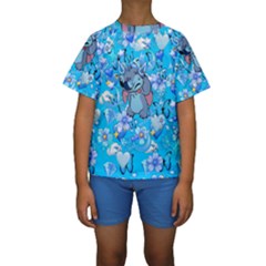 Blue Stitch Aesthetic Kids  Short Sleeve Swimwear by Salman4z