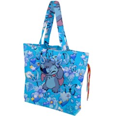 Blue Stitch Aesthetic Drawstring Tote Bag by Salman4z