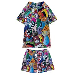 Cartoon Explosion Cartoon Characters Funny Kids  Swim Tee And Shorts Set by Salman4z