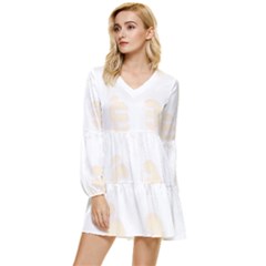 Boxing Cat Tiered Long Sleeve Mini Dress by JayEdden