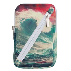 Storm Tsunami Waves Ocean Sea Nautical Nature 2 Belt Pouch Bag (small) by Jancukart