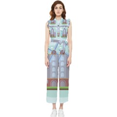 Amsterdam Landmark Landscape Women s Frill Top Chiffon Jumpsuit by Sudheng