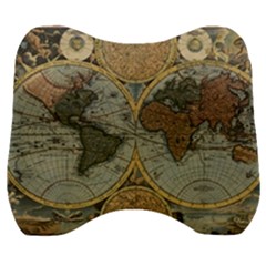 Vintage World Map Velour Head Support Cushion by Sudheng