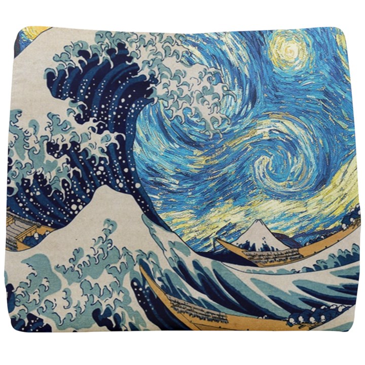 The Great Wave Of Kanagawa Painting Starry Night Van Gogh Seat Cushion