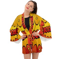 Explosion Boom Pop Art Style Long Sleeve Kimono by Sudheng