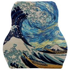 Starry Night Hokusai Van Gogh The Great Wave Off Kanagawa Car Seat Velour Cushion  by Sudheng