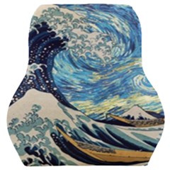 Starry Night Hokusai Van Gogh The Great Wave Off Kanagawa Car Seat Back Cushion  by Sudheng