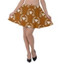 Brown Golden Bees Velvet Skater Skirt View1