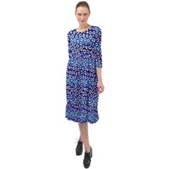 Animal Print - Blue - Leopard Jaguar Dots Small  Ruffle End Midi Chiffon Dress by ConteMonfrey