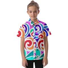 Crazy Pop Art - Doodle Circles   Kids  Short Sleeve Shirt by ConteMonfrey