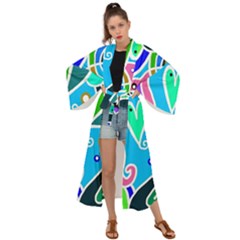 Crazy Pop Art - Doodle Hearts   Maxi Kimono by ConteMonfrey