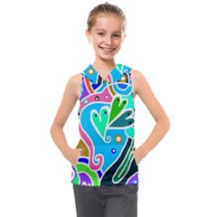 Crazy Pop Art - Doodle Hearts   Kids  Sleeveless Hoodie by ConteMonfrey