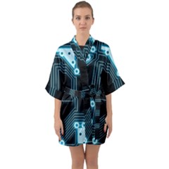 A Completely Seamless Background Design Circuitry Half Sleeve Satin Kimono  by Amaryn4rt