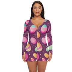 Easter Eggs Egg Long Sleeve Boyleg Swimsuit by Ravend