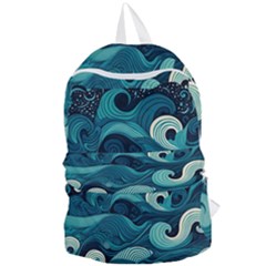 Waves Ocean Sea Abstract Whimsical Abstract Art Foldable Lightweight Backpack by Wegoenart