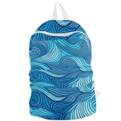 Ocean Waves Sea Abstract Pattern Water Blue Foldable Lightweight Backpack by Wegoenart