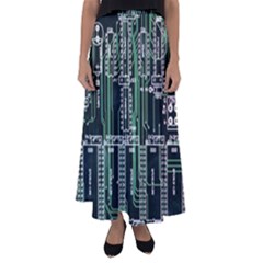 Printed Circuit Board Circuits Flared Maxi Skirt by Celenk