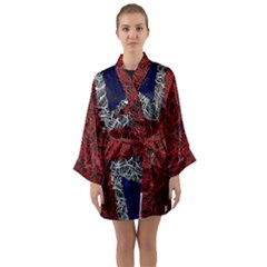 Union Jack Flag Uk Patriotic Long Sleeve Satin Kimono by Celenk