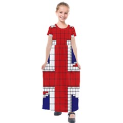 Union Jack Flag Uk Patriotic Kids  Short Sleeve Maxi Dress by Celenk