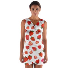 Strawberries Wrap Front Bodycon Dress by SychEva