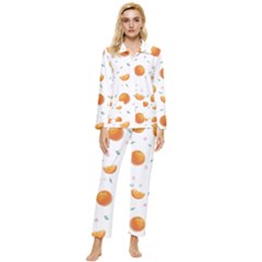 Oranges Womens  Long Sleeve Velvet Pocket Pajamas Set by SychEva