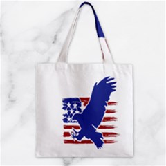 Usa Flag Eagle Symbol American Bald Eagle Country Zipper Grocery Tote Bag by Wegoenart