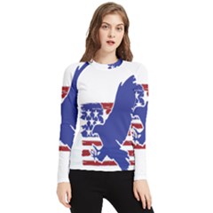 Usa Flag Eagle Symbol American Bald Eagle Country Women s Long Sleeve Rash Guard by Wegoenart