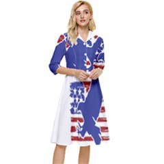 Usa Flag Eagle Symbol American Bald Eagle Country Classy Knee Length Dress by Wegoenart