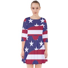 Yang Yin America Flag Abstract Art Asian Balance Smock Dress by Wegoenart