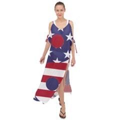 Yang Yin America Flag Abstract Art Asian Balance Maxi Chiffon Cover Up Dress by Wegoenart