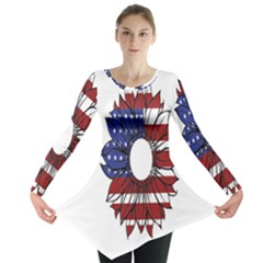 Us Flag Flower Sunshine Flag America Usa Long Sleeve Tunic  by Wegoenart