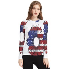 Us Flag Flower Sunshine Flag America Usa Women s Long Sleeve Rash Guard by Wegoenart