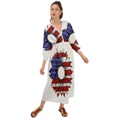 Us Flag Flower Sunshine Flag America Usa Grecian Style  Maxi Dress by Wegoenart