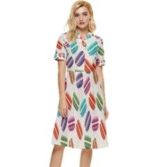 Macaron Button Top Knee Length Dress by nateshop