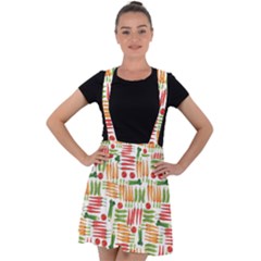 Vegetables Velvet Suspender Skater Skirt by SychEva