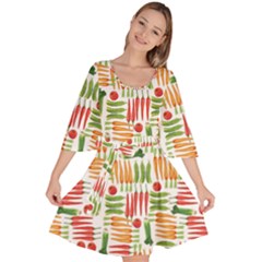 Vegetables Velour Kimono Dress by SychEva