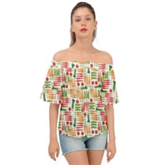 Vegetables Off Shoulder Short Sleeve Top by SychEva