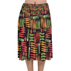 Vegetable Velvet Flared Midi Skirt by SychEva