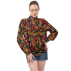 Vegetable High Neck Long Sleeve Chiffon Top by SychEva