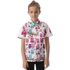 Owl Pattern Kids  Short Sleeve Shirt by Salman4z