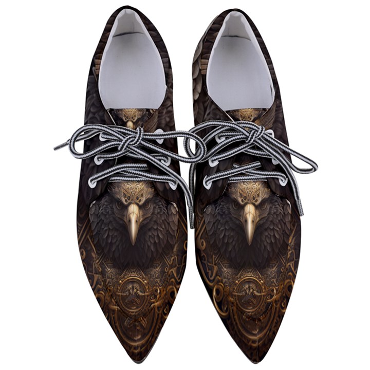 Eagle Ornate Pattern Feather Texture Pointed Oxford Shoes