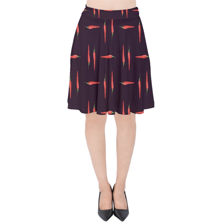 Hot Peppers Velvet High Waist Skirt