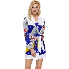 Rocket Ship Launch Vehicle Moon Long Sleeve Satin Robe by Salman4z