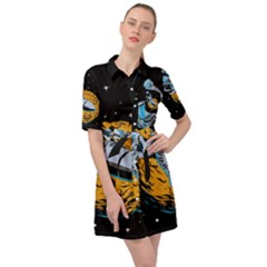 Astronaut Planet Space Science Belted Shirt Dress by Salman4z