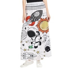 Astronaut Drawing Planet Maxi Chiffon Skirt by Salman4z