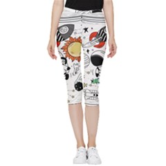 Astronaut Drawing Planet Inside Out Lightweight Velour Capri Leggings  by Salman4z